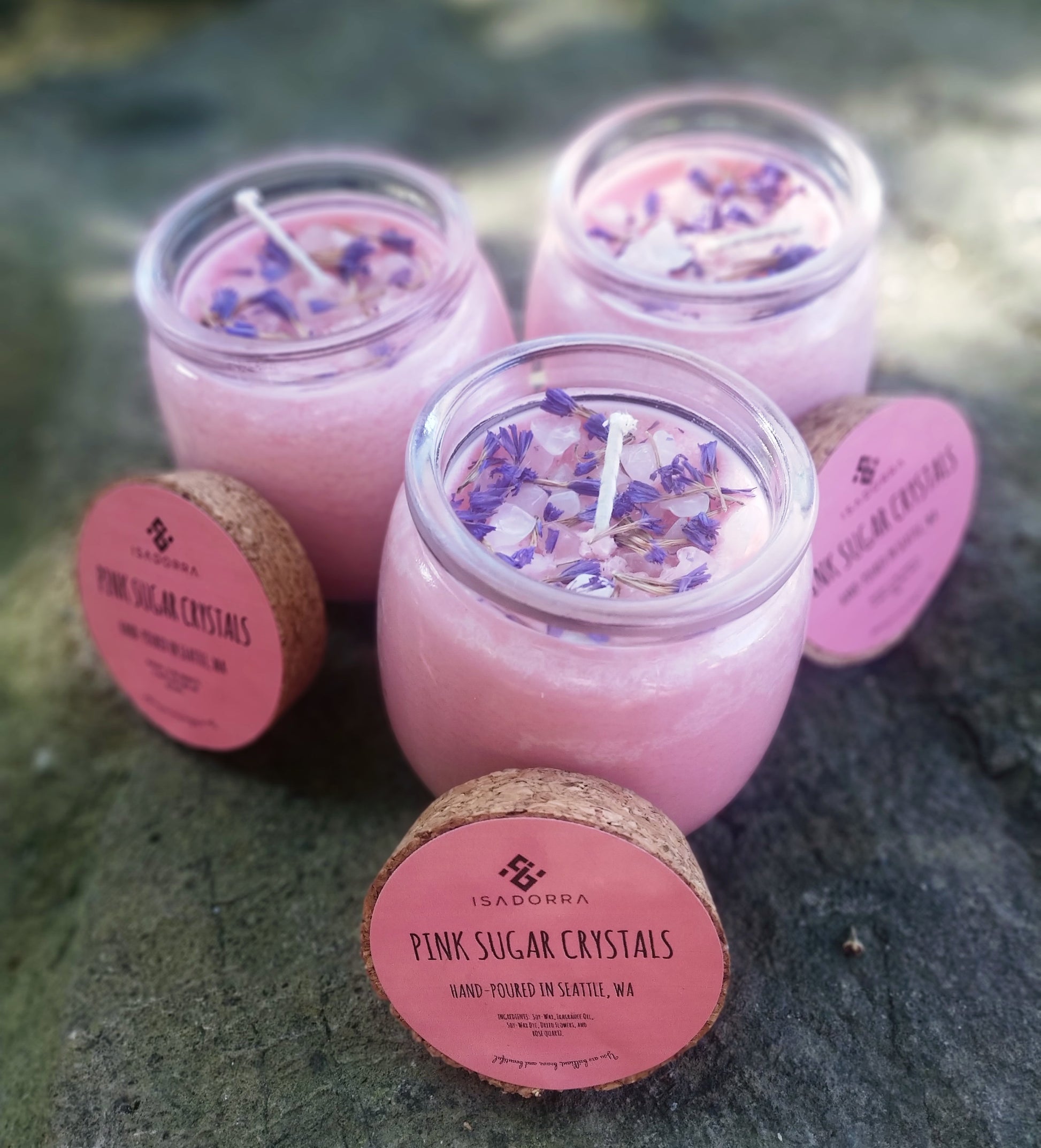 Pink Sugar Crystals Soy Candle - Isadorra